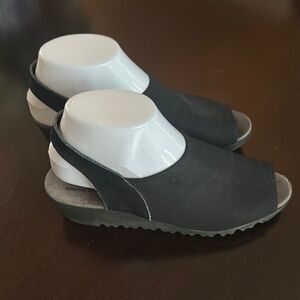 Arche Women’s Black Open-Toe Wedge Sling-Back Sandals Sz 38 (US Size 7)